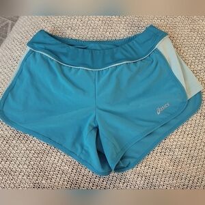 Asics Shorts, Lightweight, Teal, Aqua, Zip Pocket, Built in, XS